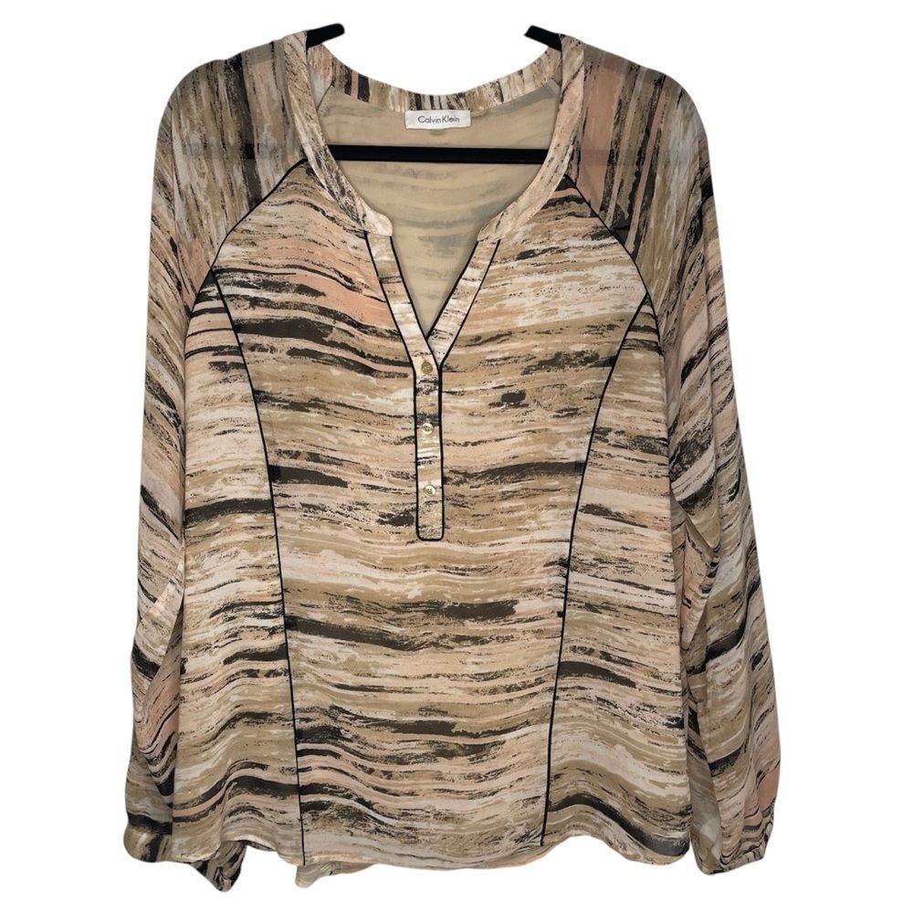 Calvin Klein Beige and Black Tunic Top
